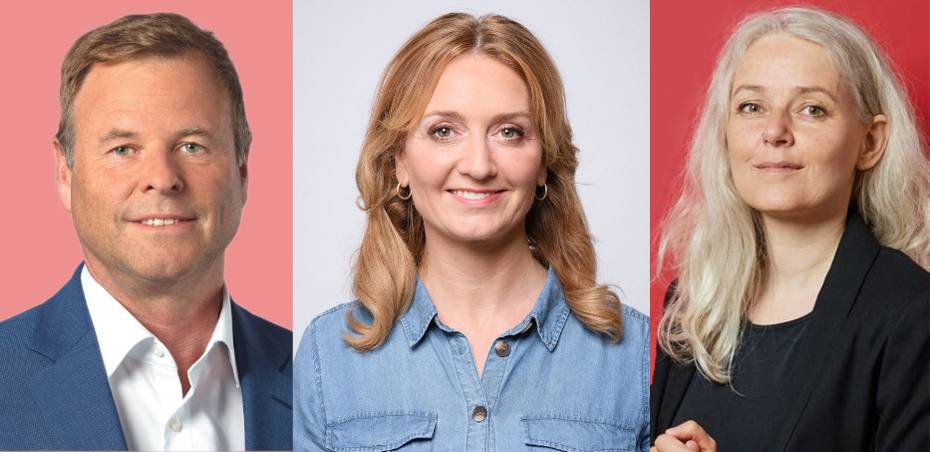 Collage der Porträts von Christian Görke, Caren Lay, Katrine Hoop