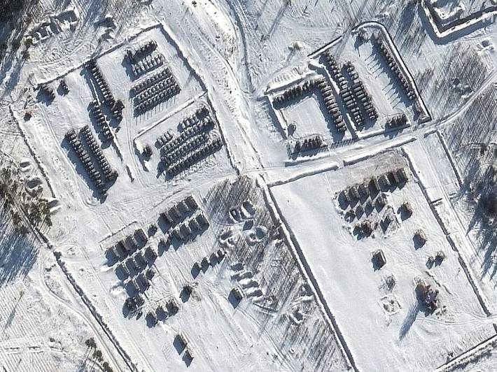 Luftbild von einem russischen Militärdepot